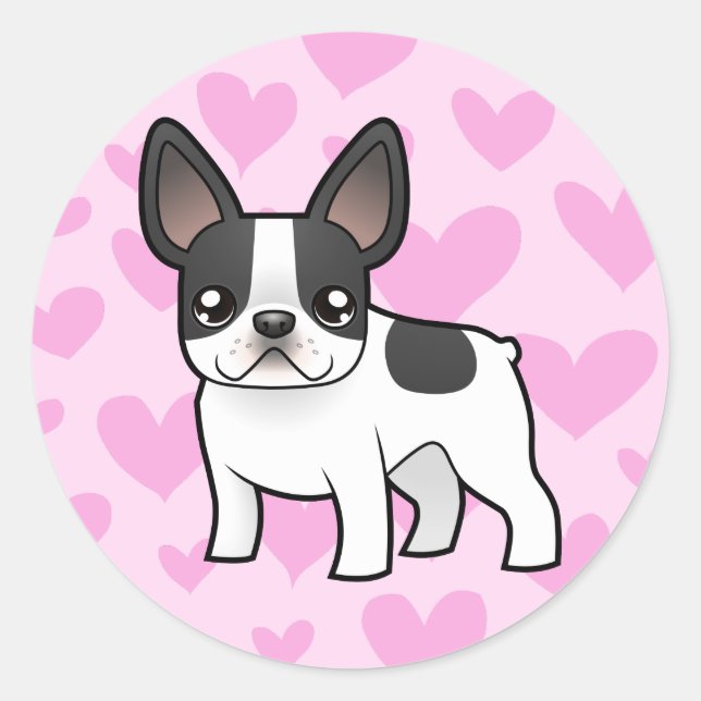 Bulldog-Liebe Runder Aufkleber (Vorderseite)
