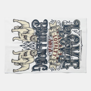 Bulldog-Liebe-Shirt Vintage-Gravur-Hunde-Zitat Des Geschirrtuch