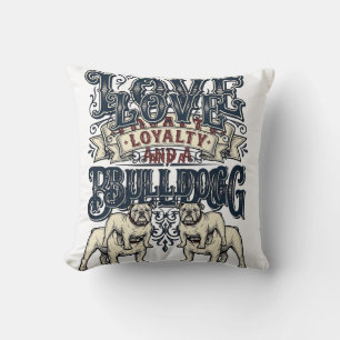 Bulldog-Liebe-Shirt Vintage-Gravur-Hunde-Zitat Des Kissen