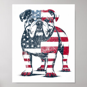 Bulldog Liebhaber Amerikanische Flagge Patriotisch Poster