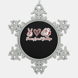 Bulldog Liebhaber   Bulldog Peace Liebe Bulldog Ei Schneeflocken Zinn-Ornament