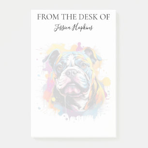 Bulldog-Liebhaber-monogrammierter Hund Post-it Klebezettel
