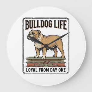 Bulldog-Liebhaber-Shirt Vintage gravierte Hundekun Große Wanduhr