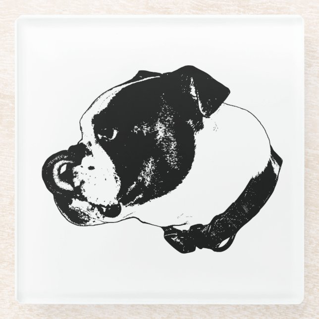 Bulldog Line Art Coaster Glasuntersetzer (Vorderseite)