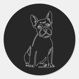 Bulldog Line Art Niedlich Fun Dog Mama Runder Aufkleber