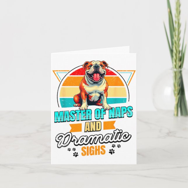Bulldog Lover Funny Bulldog Retro  Karte (Vorderseite)