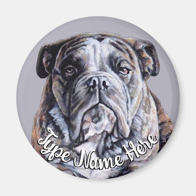 Bulldog Magnet Personalisiert English Bulldog-Gesc (Vorne)