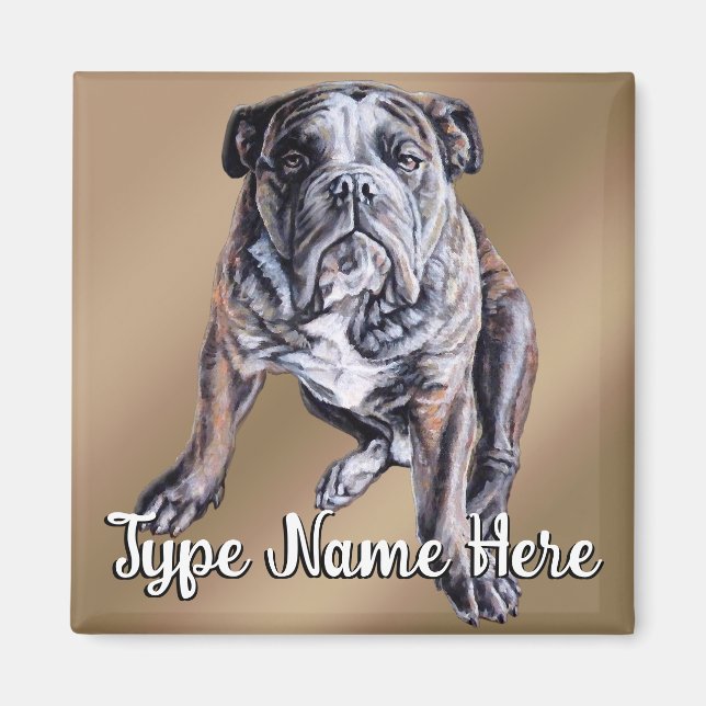 Bulldog Magnet Personalisiert English Bulldog-Gesc (Vorne)