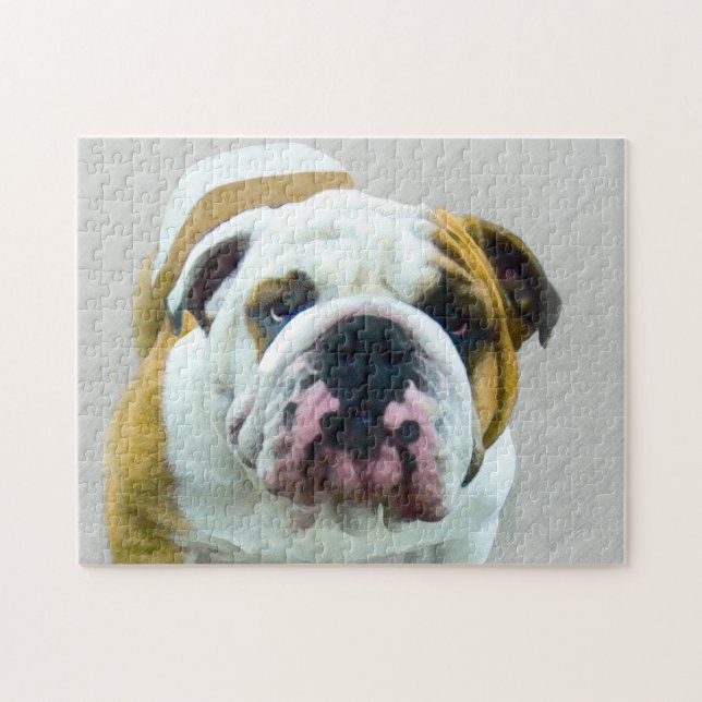 Bulldog-Malerei - Niedliche Original Hunde-Kunst (Horizontal)
