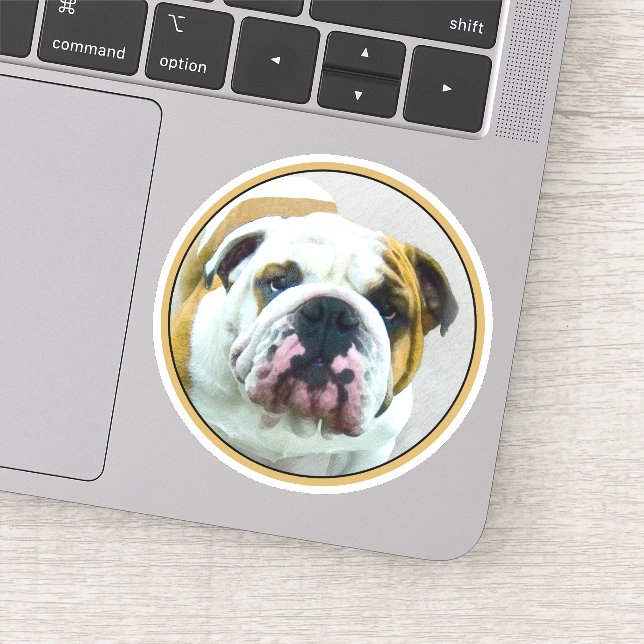 Bulldog-Malerei - Niedliche Original Hunde-Kunst Aufkleber (Detail)