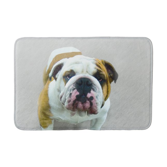 Bulldog-Malerei - Niedliche Original Hunde-Kunst Badematte (Vorderseite)