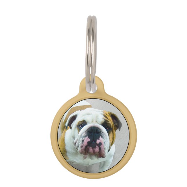 Bulldog-Malerei - Niedliche Original-Hunde-Kunst Haustiermarke (Vorderseite)