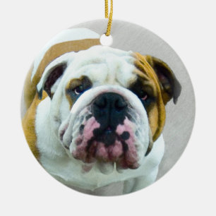 Bulldog-Malerei - Niedliche Original-Hunde-Kunst Keramikornament