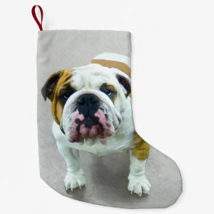 Bulldog-Malerei - Niedliche Original Hunde-Kunst Kleiner Weihnachtsstrumpf