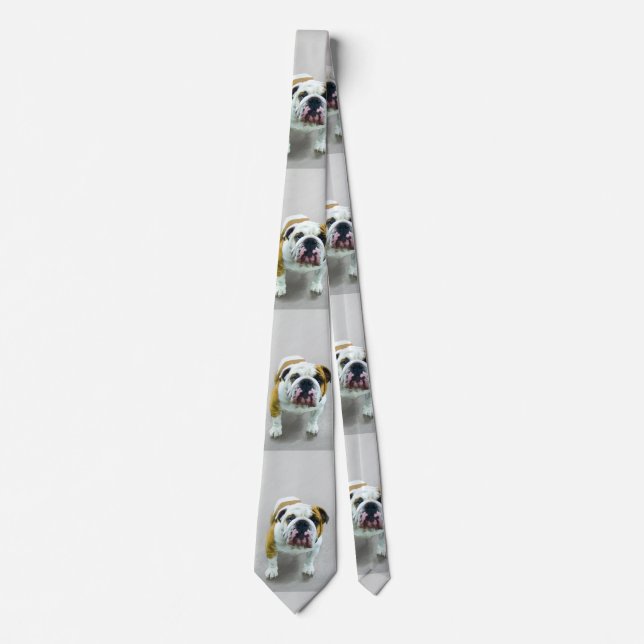 Bulldog-Malerei - Niedliche Original Hunde-Kunst Krawatte (Vorderseite)