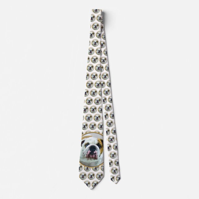 Bulldog-Malerei - Niedliche Original Hunde-Kunst Krawatte (Vorderseite)