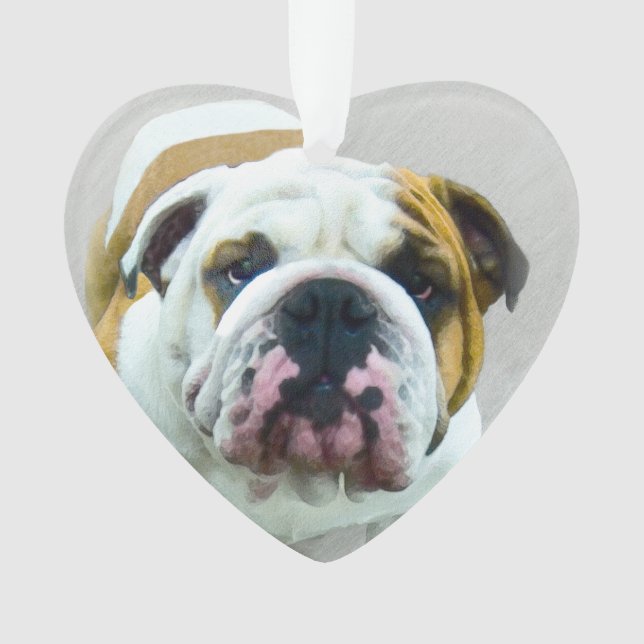 Bulldog-Malerei - Niedliche Original Hunde-Kunst Ornament (Vorderseite)
