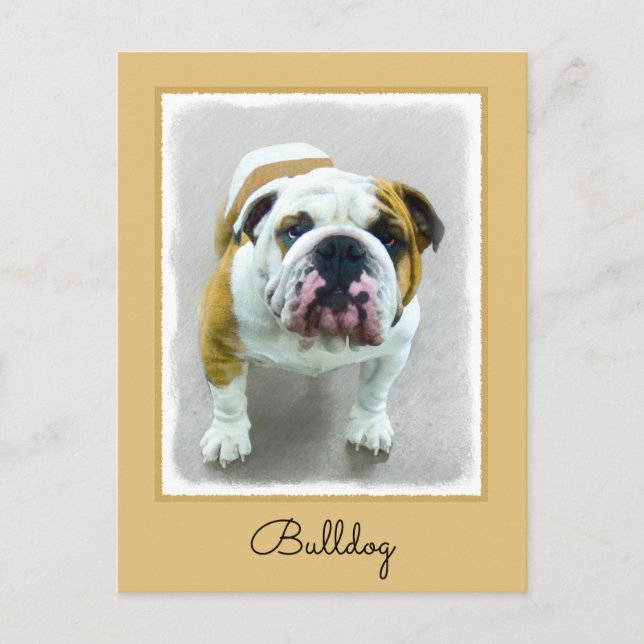 Bulldog-Malerei - Niedliche Original Hunde-Kunst Postkarte (Vorderseite)