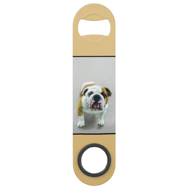 Bulldog-Malerei - Niedliche Original Hunde-Kunst Speed Flaschenöffner (Rückseite)