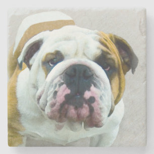 Bulldog-Malerei - Niedliche Original Hunde-Kunst Steinuntersetzer