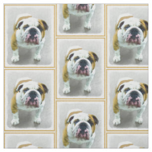 Bulldog-Malerei - Niedliche Original-Hunde-Kunst Stoff