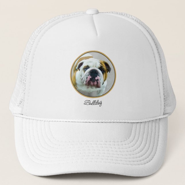 Bulldog-Malerei - Niedliche Original Hunde-Kunst Truckerkappe (Vorderseite)