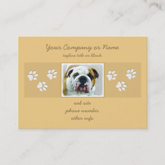 Bulldog-Malerei - Niedliche Original Hunde-Kunst Visitenkarte (Vorderseite)