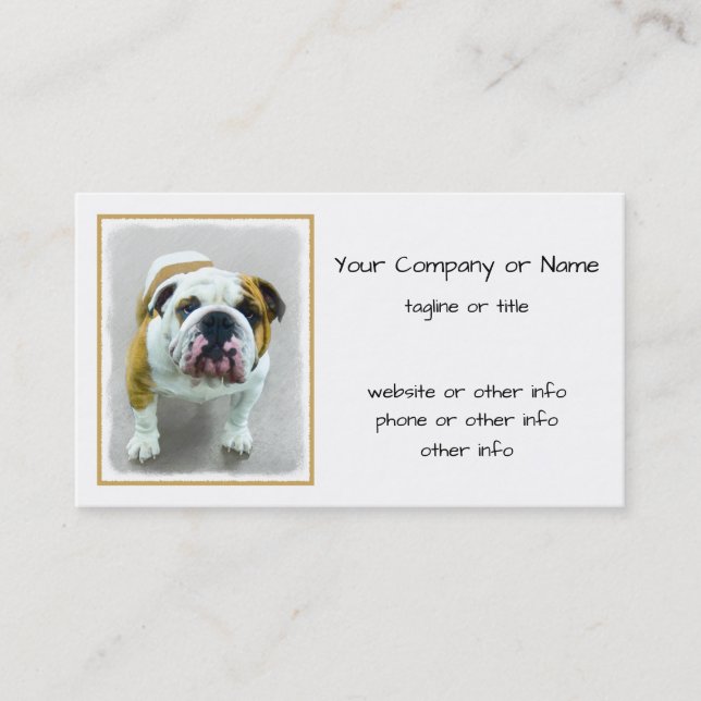 Bulldog-Malerei - Niedliche Original Hunde-Kunst Visitenkarte (Vorderseite)