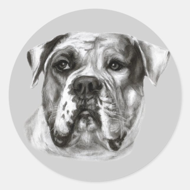 Bulldog-Malerei Runder Aufkleber (Vorderseite)