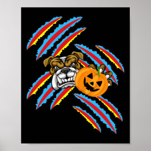 Bulldog Mama Halloween Pumpkin Poster