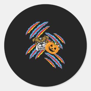Bulldog Mama Halloween Pumpkin Runder Aufkleber