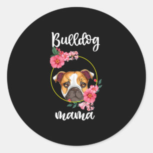 Bulldog Mama Hund Mama Floral Runder Aufkleber