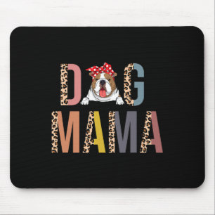 Bulldog Mama Leopard Print Hund Mama Mousepad
