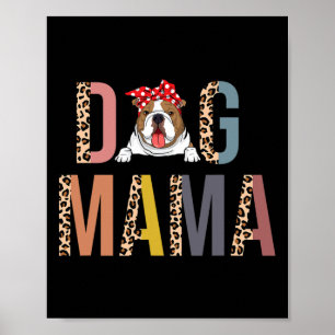 Bulldog Mama Leopard Print Hund Mama Poster