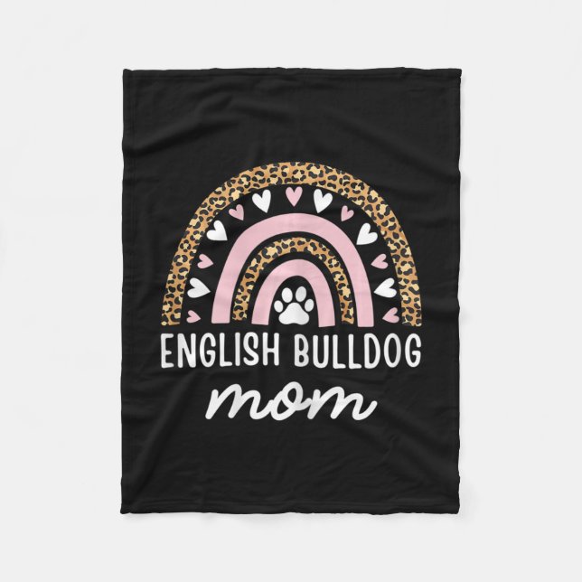 Bulldog Mama Mama Rainbow Leopard Mütter Day Bulld Fleecedecke (Vorderseite)