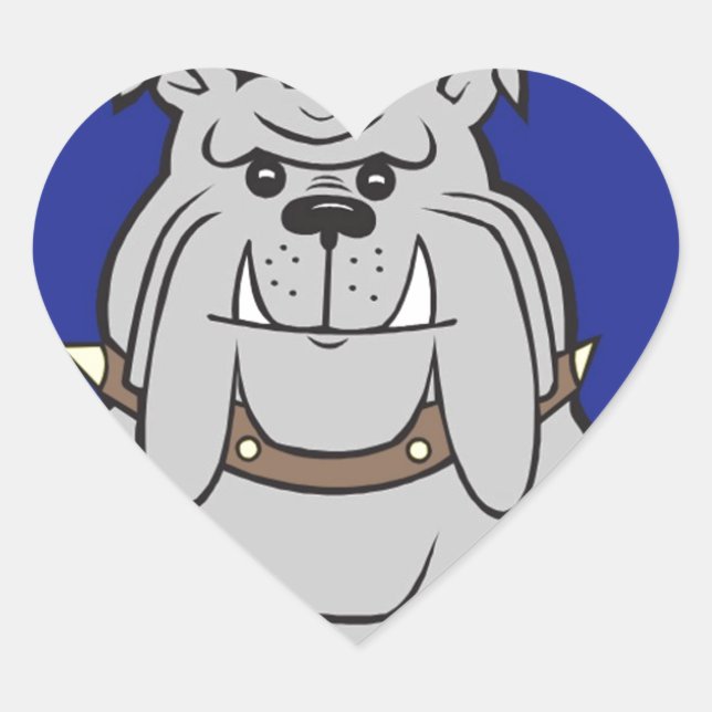 Bulldog Mascot auf Blue Design Style Herz-Aufkleber (Vorderseite)
