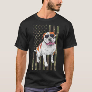 Bulldog Men Women American Bulldog Vater Mama Camo T-Shirt
