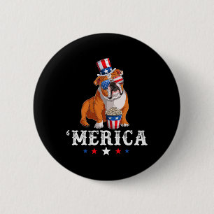 Bulldog Men Women Usa American Flag English Bulldo Button