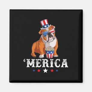 Bulldog Men Women Usa American Flag English Bulldo Magnet