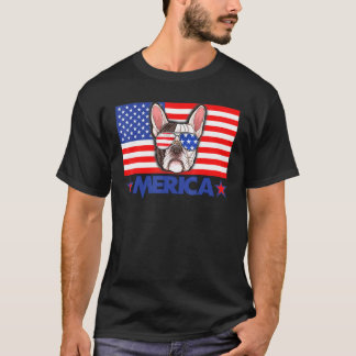 Bulldog, Merica American Fahnen 4. Juli T-Shirt