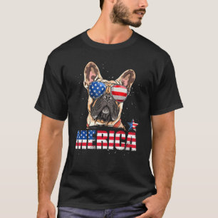 Bulldog Merica USA Flag 4. Juli Hunde Pup T-Shirt