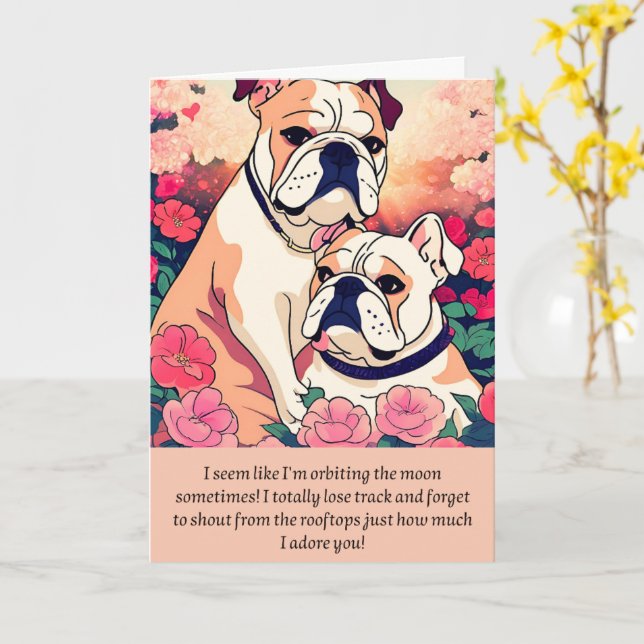 bulldog message happy birthday karte (Gelbe Blume)