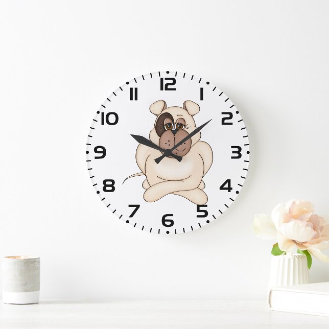 Bulldog mit Big Eyes Große Wanduhr (Von Creator hochgeladen)