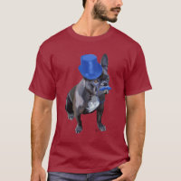 Bulldog mit Blue Top Hat und Mustache