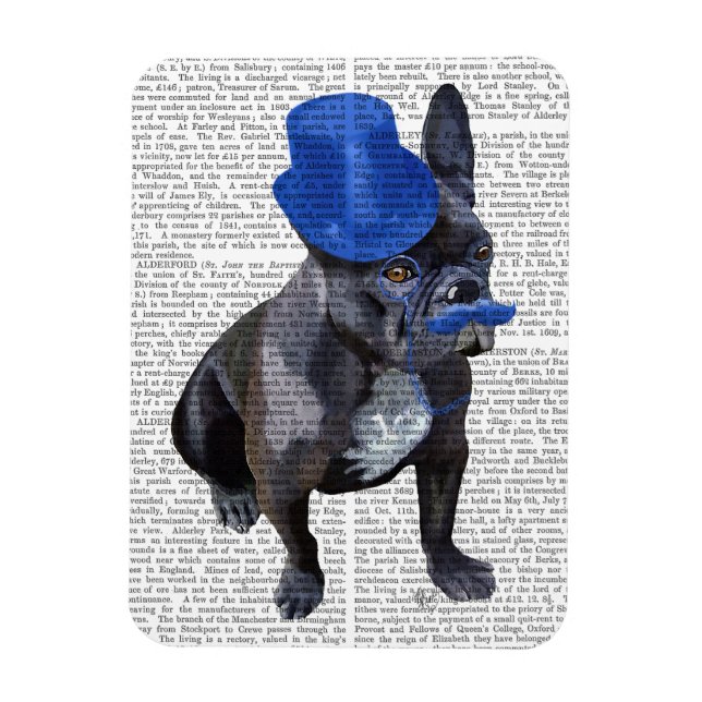 Bulldog mit Blue Top Hat und Mustache Magnet (Vertikal)
