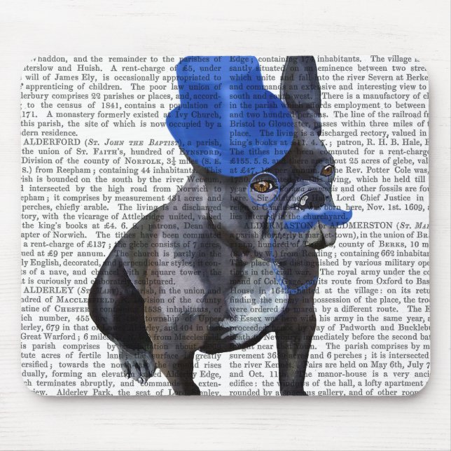 Bulldog mit Blue Top Hat und Mustache Mousepad (Vorne)