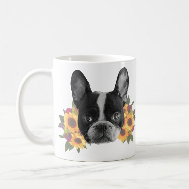 Bulldog mit Blume Coffee Tasse (Links)