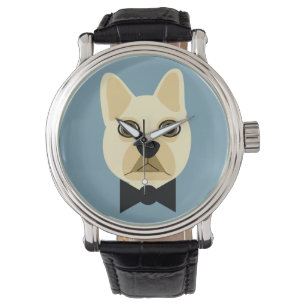 Bulldog mit Bowtie Blue Armbanduhr