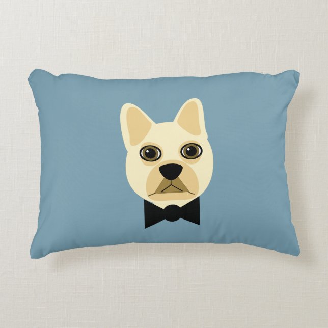 Bulldog mit Bowtie Blue Dekokissen (Vorderseite)