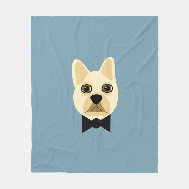 Bulldog mit Bowtie Blue Fleecedecke (Vorderseite)